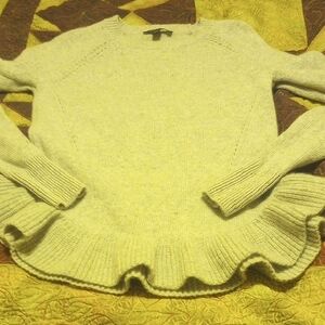 Ann Taylor Light Cream Ruffle Hem Sweater